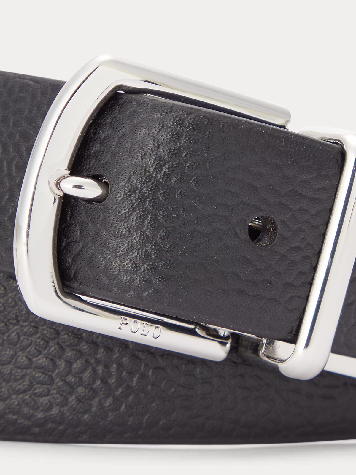 RALPH LAUREN Reversible Pebble Leather Belt Black/Navy